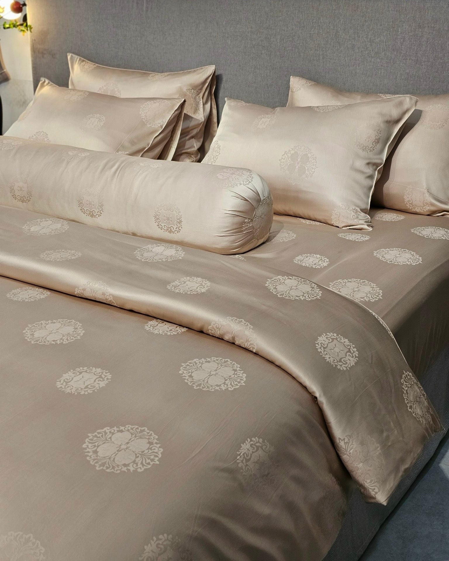 Bộ chăn ga gối | Jacquard Bamboo | Dệt Vân 80s | | 5 món | 160x200cm, 180x200cm, 200x220cm | SHELL | Mềm mại, Kháng khuẩn, Thấm hút | OCTOBER BEDDING