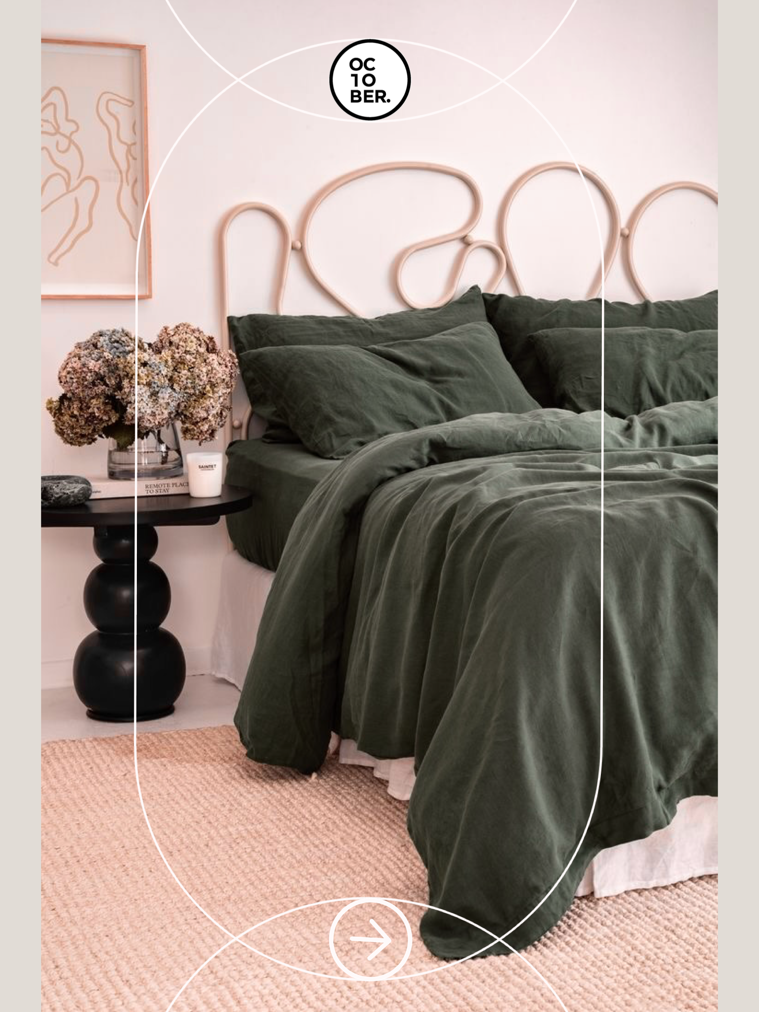 Bộ chăn ga gối | Cotton Organic | | 5 món | 160x200cm, 180x200cm, 200x220cm | Chive | Mềm mại, Kháng khuẩn, Thấm hút | OCTOBER BEDDING