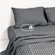 Bộ chăn ga gối | Cotton Organic | | 5 món | 160x200cm, 180x200cm, 200x220cm | Nền Xám Đậm Sọc Đen To | Mềm mại, Kháng khuẩn, Thấm hút | OCTOBER BEDDING