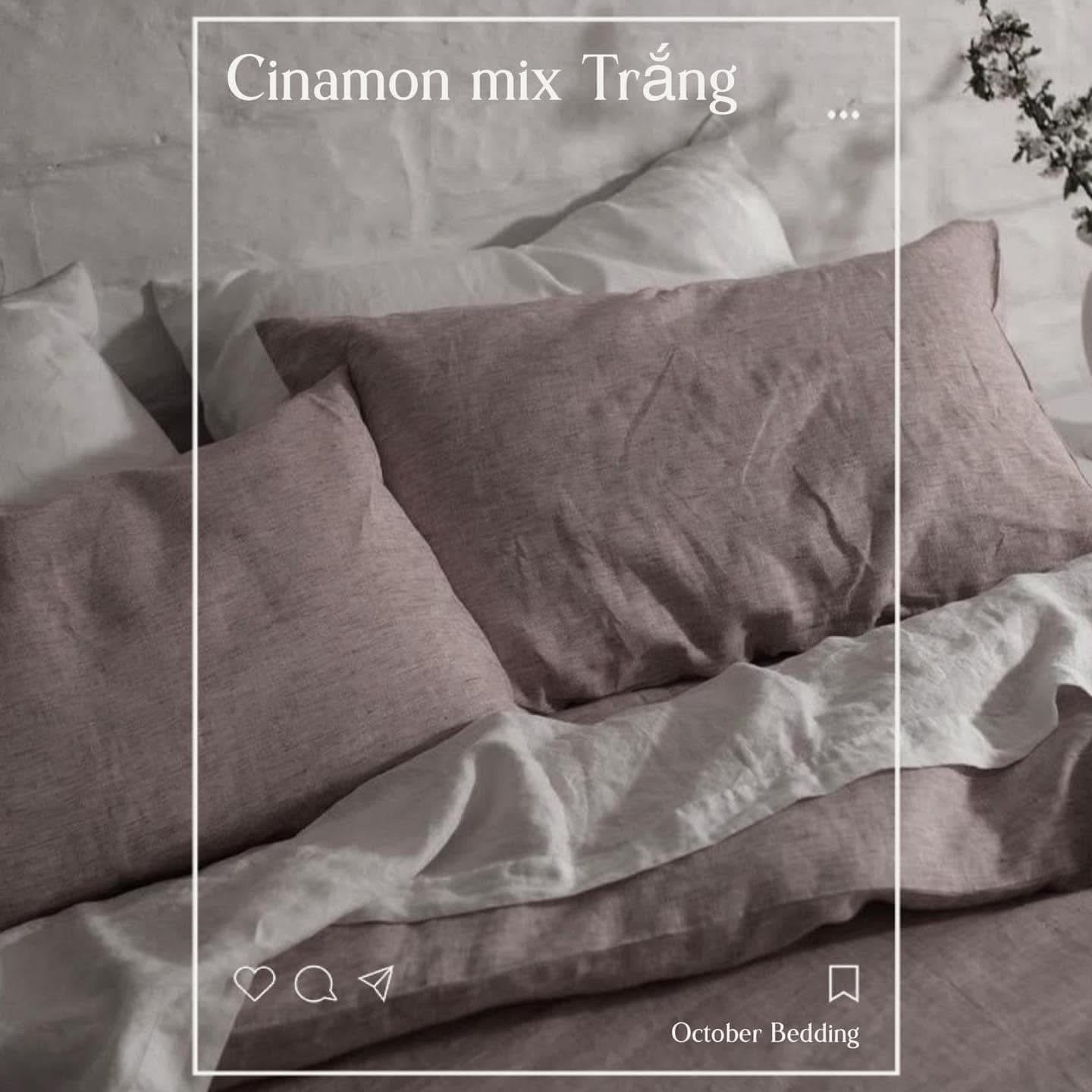 Bộ chăn ga gối | Cotton Organic | | 5 món | 160x200cm, 180x200cm, 200x220cm | Cinnamon mix Trắng | Mềm mại, Kháng khuẩn, Thấm hút | OCTOBER BEDDING