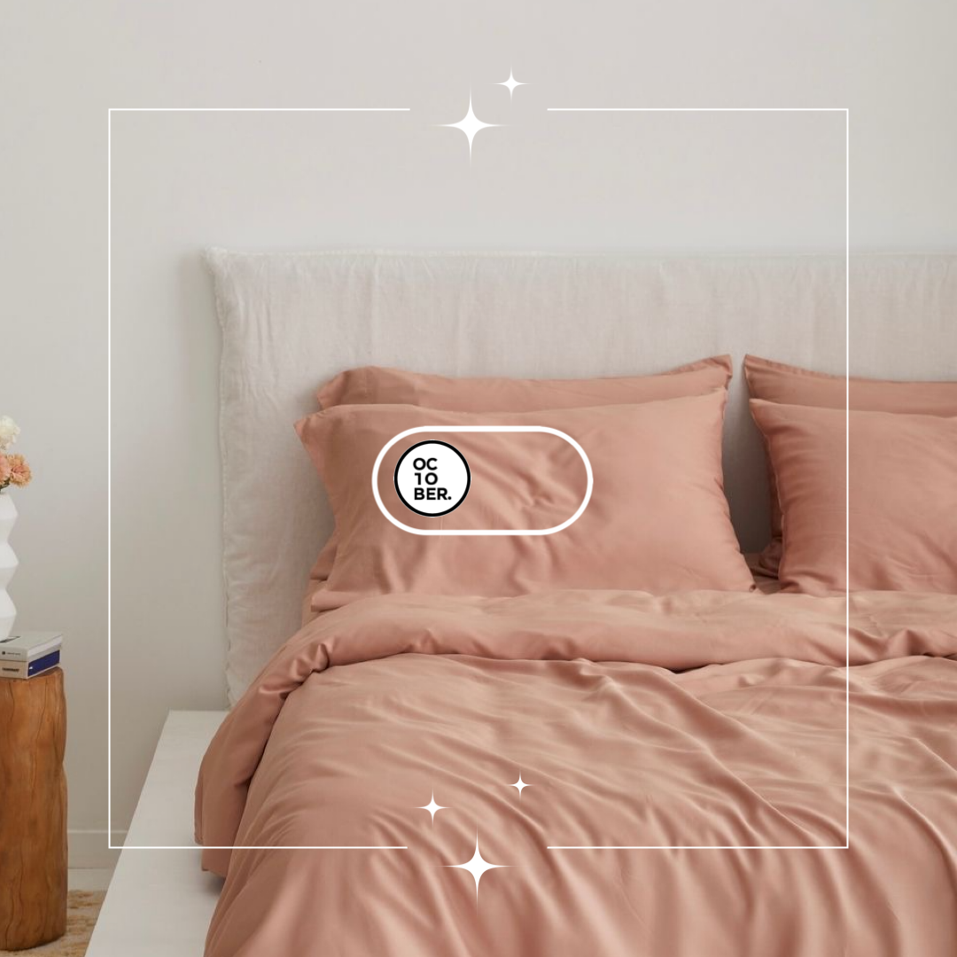 Bộ chăn ga gối | Tencel Đậu Nành | sợi vải 60s | | 5 món | 160x200cm, 180x200cm, 200x220cm | TERRACOTA | Mềm mại, Kháng khuẩn, Thấm hút | OCTOBER BEDDING