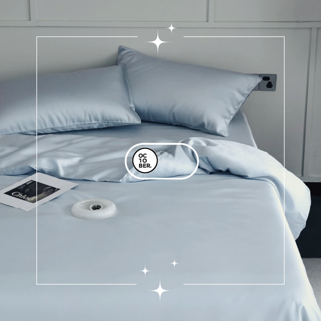 Bộ chăn ga gối | Tencel Đậu Nành | sợi vải 60s | | 5 món | 160x200cm, 180x200cm, 200x220cm | SMOKE | Mềm mại, Kháng khuẩn, Thấm hút | OCTOBER BEDDING