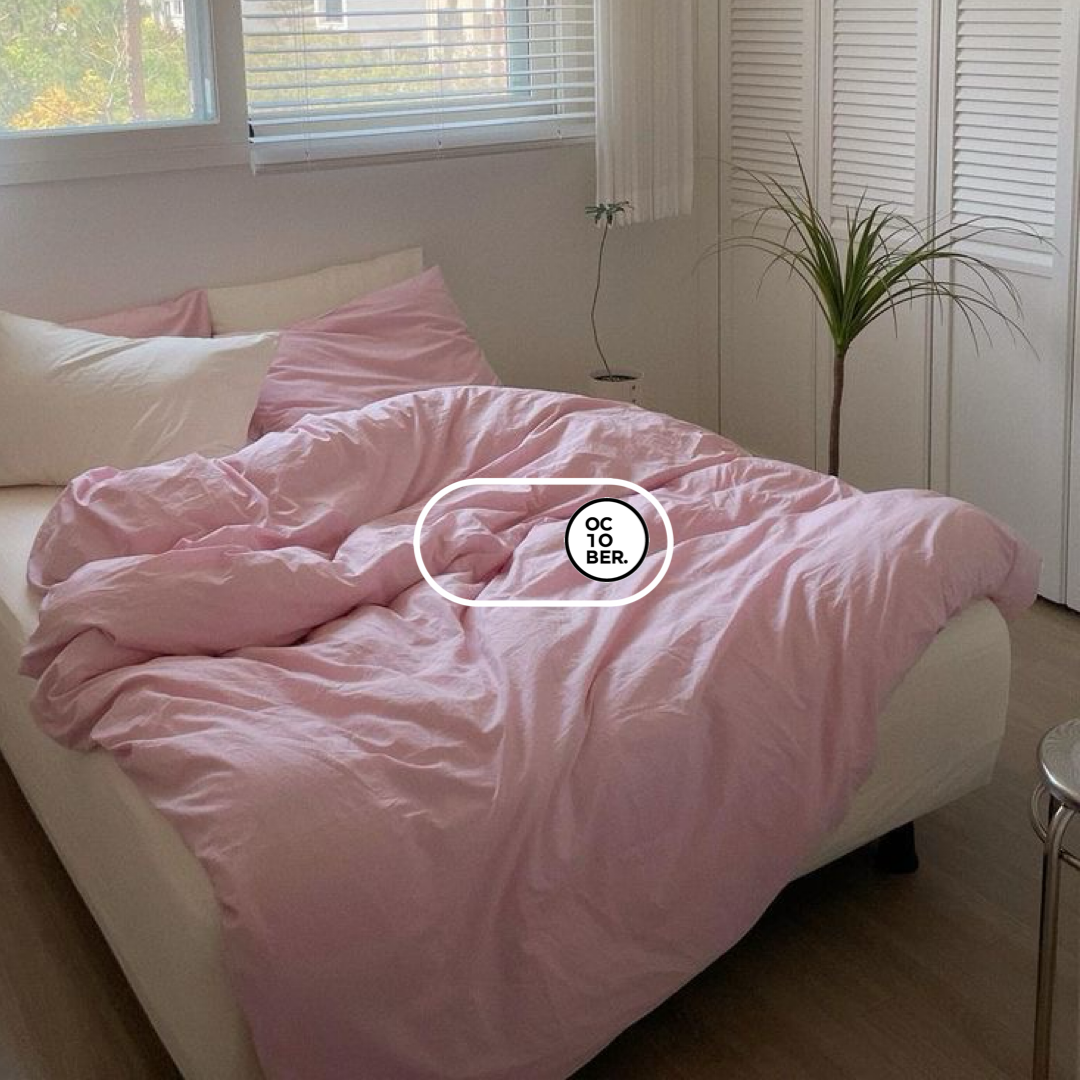 Bộ chăn ga gối | Cotton Organic | | 5 món | 160x200cm, 180x200cm, 200x220cm | Lilac mix Trắng | Mềm mại, Kháng khuẩn, Thấm hút | OCTOBER BEDDING