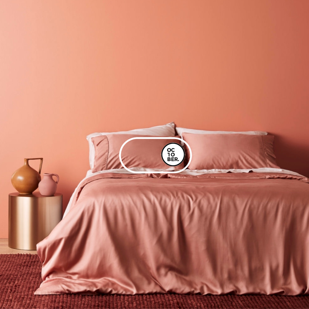 Bộ chăn ga gối | Jacquard Tencel | Trơn 60s | | 5 món | 160x200cm, 180x200cm, 200x220cm | Cam Đất mix Ivory | Mềm mại, Kháng khuẩn, Thấm hút | OCTOBER BEDDING