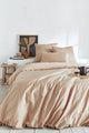 Bộ chăn ga gối | Jacquard Tencel | Trơn 60s | 5 món | 160x200cm, 180x200cm, 200x220cm | Nâu Sand | Mềm mại, Kháng khuẩn, Thấm hút | OCTOBER BEDDING
