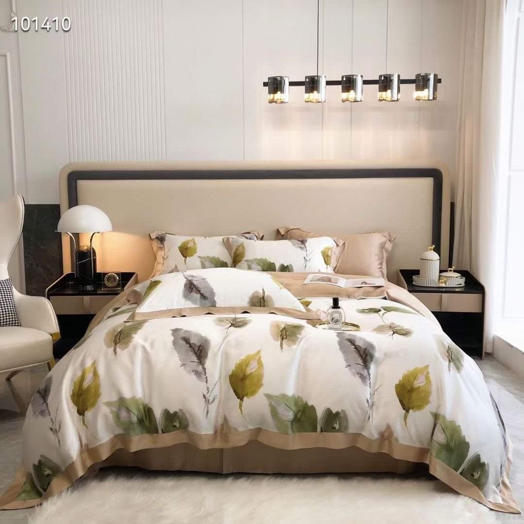 Bộ chăn ga gối | Jacquard Tencel | Họa Tiết 60s | | 5 món | 160x200cm, 180x200cm, 200x220cm | Lá Mùa Thu | Mềm mại, Kháng khuẩn, Thấm hút | OCTOBER BEDDING