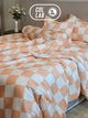 Chăn Ga Gối Họa Tiết Caro Cam Sáng – Bộ Drap Tencel 60s Chất Liệu Mềm Mịn, Thoáng Khí