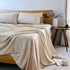 Bộ chăn ga gối | Jacquard Tencel | Trơn 60s | Ivory | 5 món | 160x200cm, 180x200cm, 200x220cm | Ivory vs White | Mềm mại, Kháng khuẩn, Thấm hút | OCTOBER BEDDING