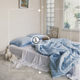 Tencel Đậu Nành(sợi 60s) - Bộ Drap Màu  - HUMMING BIRD mix TRẮNG