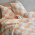 Chăn Ga Gối Họa Tiết Caro Cam Sáng – Bộ Drap Tencel 60s Chất Liệu Mềm Mịn, Thoáng Khí