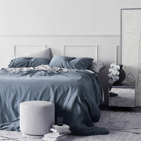 Bộ drap Bamboo - Charoal Blue vs Xám Xanh