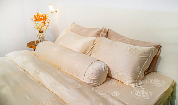 Bộ drap Bamboo Organic Dệt Vân - Ivory